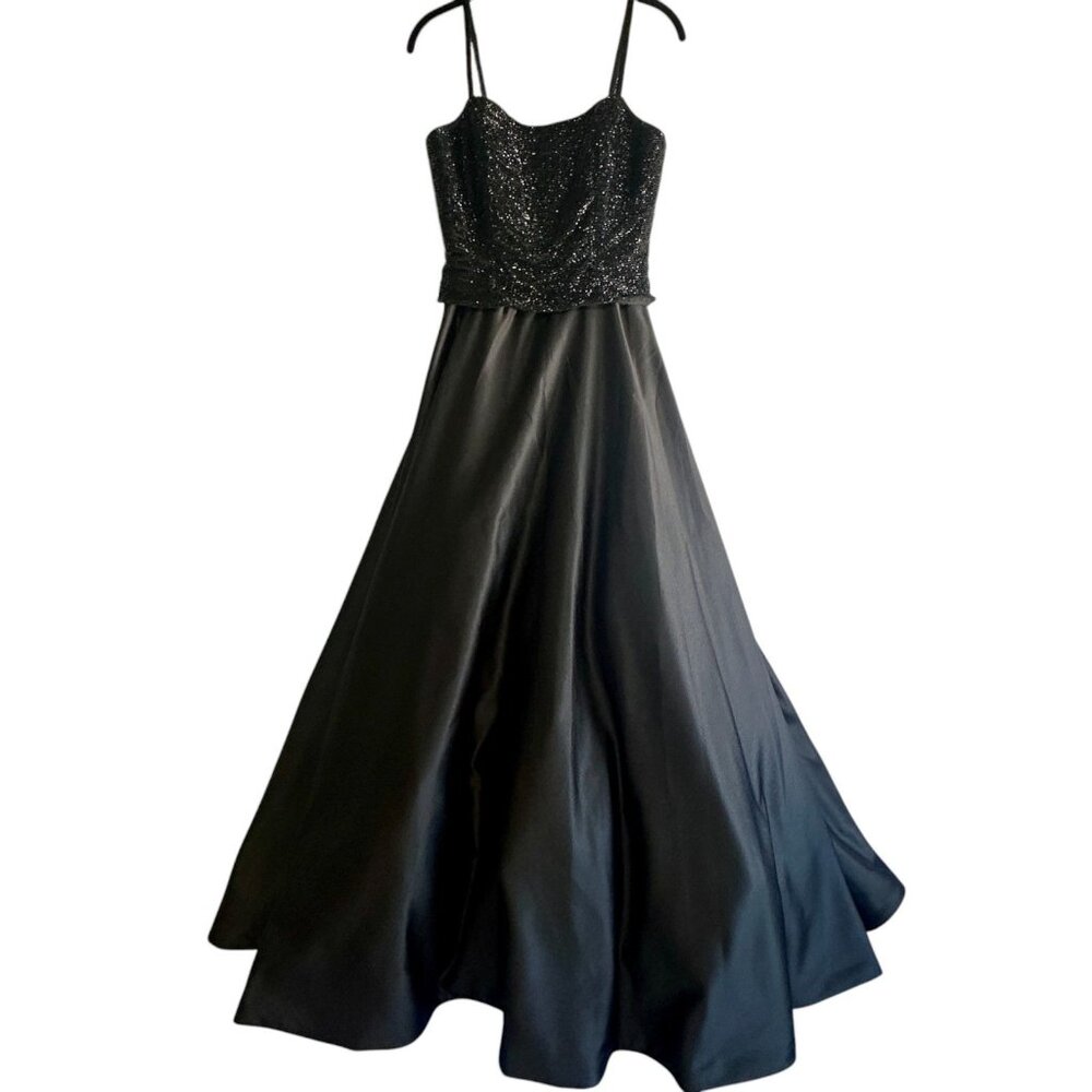 Jovani Black Formal Ball Gown With Shawl Size 6 Spaghetti Straps Prom Dress